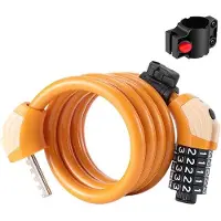 OEM Fahrradschloss mit Seriennummer, 1,2 Meter Kabel, feste 5-stellige rücksetzbare Code, Orange
