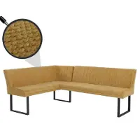 Mendler Eckbank MCW-O82, Esszimmerbank Bank, (310g/m²) Chenille Stoff/Textil Metall 159x210cm senfgelb