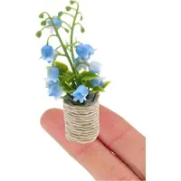 OEM Miniatur Kunstblumen Bonsai - Puppenhäuser Accessoire - Realistische Darstellung - Blaue Farben - Maßstab 1:12 Skala