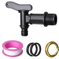 OEM 3/4 Zoll Plastikgartenhose Regenton Watertonnen mit Messing-Mußschiene, schwarzes Finish, BSP-Kabel, Ersatz-Wasserschlauchdrehkran