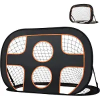 OEM 2-in-1-Tor für Garten und Kinder, Tor mit Torwand, faltenfähiges Tor, Pop-up-Fußballtrainingsziel, 121 x 80 x 80 cm, schwarz + orange