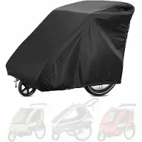 OEM Regenabdeckung für Fahrradanhänger - 420D schwarzes Silber-Oxford-Tuch - Wasserfest - 140 x 84 x 99 cm