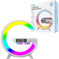 4kom.pl ECOBOX LED-Nachtlampe, QI-Induktionsladegerät, Lautsprecher, Wecker, RGB, gross