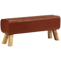 DELUKE Sitzbank PFERO Turnbock Braun 110cm Braun Echtleder Massivholz Mango Polsterbank Bettbank Schlafzimmerbank