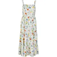 Apricot Midikleid "Gestuftes Midi-Kleid" mit Raffung und Blumenprint