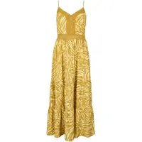 Apricot Maxikleid "Maxikleid" mit abstraktem Blattmuster und Spitze
