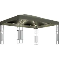 vidaXL “2026 Modern“ Taupe Pavillon mit LED-Lichterkette 3x4 m Taupe Stoff - Designermöbel 58628 - Pavillons & Partyzelte