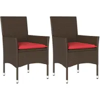 vidaXL “2026 Modern“ Braun Gartenstühle mit Kissen 2er-set Braun Poly Rattan - Designermöbel 38652 - Gartenstühle