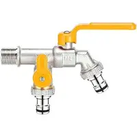 OEM Messing Tuinkraan 1/2 Zoll, 4-Punkt-Schraubanschluss, 1/2 x 3/4 x 3/4, doppelte Auslass, doppelte Kopf