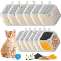 OEM Kattendrinkfilter - Set van 12 kattendrinkfilters für 4L drahtlose ultrastille Edelstahlkattendrinkfilter zum Trinken, vierfache Filterersetzung für Haustierwasserfilter