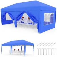 StarTech.com Pop Up Faltpavillon 3x6 m - Festzelt - Schwerlast - Wasserdicht - 6 Seitenwände - Höhenverstellbar - Rolltasche - Blau