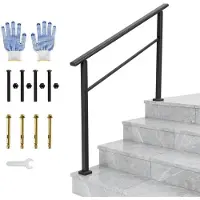 StarTech.com Außentreppengeländer - Handlauf - Für 4 Stufen - Set: 1 Stück - Verstellbar - Wetterfest - Aluminium - Schwarz