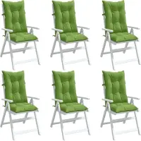vidaXL Möbel Hochlehner-Auflagen 6 Stk. Melange Grün 120x50x7 cm Stoff - Sitzauflage 4002363