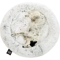 OEM Zarte, waschbare Hundematte in Donut-Form, abnehmbare Hülle, 95 cm Durchmesser, Weiß