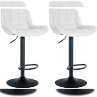 DELUKE 2er Set Barhocker CARAM Kunstleder Weiß 48x54x81cm Barstuhl Höhenverstellbar Mit Lehne Drehbar Tresenhocker Tresenstuhl