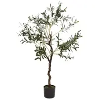 Wellhome - Künstlicher Olivenbaum im schwarzen Topf 116cm