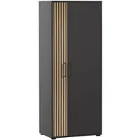 Proregal Möbelpartner Aktenschrank Raven | Tall | HxBxT 164x65x41cm | 4 Fächern & 2 Flügeltüren | Akustikplattenoptik Schwarz | Büroschrank von