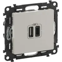 Legrand 753206 USB-A+C 2-fach Lade- steckdose 2M 3A Valena Life mandelweiß