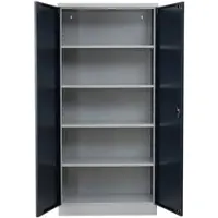 Proregal Stahlschrank BEE mit 8 verzinkten Fachböden | HxBxT 195x92x42cm | Grau-Anthrazit | Werkstattschrank Werkzeugschrank Aktenschrank