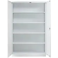 Proregal Stahlschrank Bee 5 Fachböden HxBxT 195 x 120 x 42 cm Pulverbeschichtetes Fachbodenmaterial Weiß & Weiß