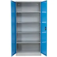 Proregal Stahlschrank BEE mit 10 lackierten Fachböden | HxBxT 195x92x60cm | Grau-Hellblau | Werkstattschrank Werkzeugschrank Aktenschrank