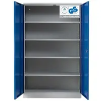 Proregal Stahlschrank BEE mit 7 lackierten Fachböden | HxBxT 195x120x42cm | Grau-Blau | Werkstattschrank Werkzeugschrank Aktenschrank Universalschrank
