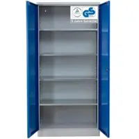 Proregal Stahlschrank BEE mit 9 verzinkten Fachböden | HxBxT 195x92x42cm | Grau-Blau | Werkstattschrank Werkzeugschrank Aktenschrank Universalschrank