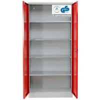 Proregal Stahlschrank BEE mit 9 lackierten Fachböden | HxBxT 195x92x60cm | Grau-Rot | Werkstattschrank Werkzeugschrank Aktenschrank Universalschrank