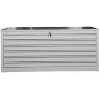 Proregal Flachablagenschrank Chinchilla | 6 Schubladen | Schwanenhalsgriff | HxBxT 62x140x95 cm | Holzabdeckplatte | Grau