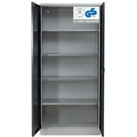 Proregal Stahlschrank BEE mit 8 lackierten Fachböden | HxBxT 195x92x60cm | Grau-Schwarz | Werkstattschrank Werkzeugschrank Aktenschrank