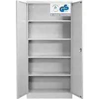 Proregal Stahlschrank BEE mit 9 lackierten Fachböden | HxBxT 195x92x50cm | Grau-Grau | Werkstattschrank Werkzeugschrank Aktenschrank Universalschrank
