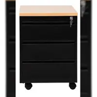 Proregal Rollcontainer Fox | 3 Schubladen | Schwanenhalsgriff | HxBxT 62x46x79 cm | Holzabdeckplatte | Schwarz