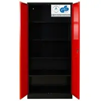 Proregal Stahlschrank BEE mit 10 lackierten Fachböden | HxBxT 195x92x50cm | Anthrazit-Feuerrot | Werkstattschrank Werkzeugschrank Aktenschrank