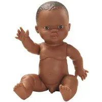 Paola Reina Babypuppe Gordi Junge dunkel 34cm Vinyl Puppe