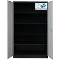 Proregal Stahlschrank BEE mit 6 lackierten Fachböden | HxBxT 195x92x60cm | Schwarz-Grau | Werkstattschrank Werkzeugschrank Aktenschrank