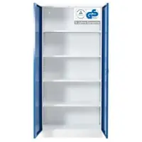 Proregal Stahlschrank Bee 10 Fachböden HxBxT 195 x 92 x 42 cm Pulverbeschichtetes Fachbodenmaterial Weiß & Blau