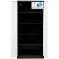 Proregal Stahlschrank BEE mit 8 lackierten Fachböden | HxBxT 195x92x42cm | Schwarz-Weiß | Werkstattschrank Werkzeugschrank Aktenschrank