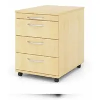 Proregal Rollcontainer Karri | Ahorn | HxBxT 59x42,8x58cm | Bogengriff | 3 Schübe | Kugelführung, Teilauszug
