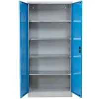 Proregal Stahlschrank Bee 7 Fachböden HxBxT 195 x 120 x 60 cm Verzinktes & Verstärktes Fachbodenmaterial Grau & Hellblau