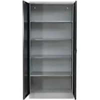 Proregal Stahlschrank Bee 9 Fachböden HxBxT 195 x 92 x 50 cm Pulverbeschichtetes & Verstärktes Fachbodenmaterial Grau & Schwarz