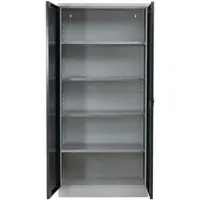 Proregal Stahlschrank BEE mit 5 verzinkten Fachböden | HxBxT 195x92x60cm | Grau-Anthrazit | Werkstattschrank Werkzeugschrank Aktenschrank