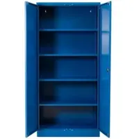Proregal Stahlschrank BEE mit 9 lackierten Fachböden | HxBxT 195x92x42cm | Blau-Blau | Werkstattschrank Werkzeugschrank Aktenschrank Universalschrank