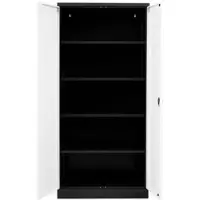 Proregal Stahlschrank BEE mit 8 lackierten Fachböden | HxBxT 195x92x42cm | Schwarz-Grau | Werkstattschrank Werkzeugschrank Aktenschrank