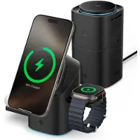 Spigen Essential EF223MS 3-in-1 QI2-Wireless-Ladegerät - Schwarz