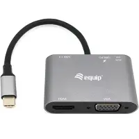 Equip USB-C 5-in-1 Multifunktionsadapter, Kabelgebunden, USB 3.2 Gen 1 (3.1 Gen 1) Type-C, 100 W, Schwarz, Grau, 5 Gbit/s, 4096 x 2160 Pixel
