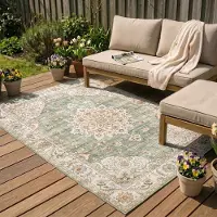 FRAAI Vintage Gartenteppich - Santo Medaillon Grün 80x150 cm