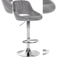 DELUKE Barhocker SEGAD - Samt Dunkelgrau 47x48x85 cm Silber | Barstuhl Mit Lehne Tresenhocker Tresenstuhl Kneipenhocker Kneipenstuhl