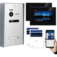 Balter EVO Aufputz Silber 2x 7"WiFi Monitor Schwarz + Quick Video Türsprechanlage Set 1 Familienhaus