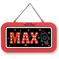 History & Heraldry GmbH LED Leuchtschild Neonschild mit Namen , Leuchtende Wanddekoration mit Batterie, 18,7x10,3x1,6cm - Max