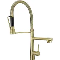 OEM Große Küchenarmatur mit Feder, 56 cm, 360° drehbar, 2 Auslässen, Hochdruck, verchromt